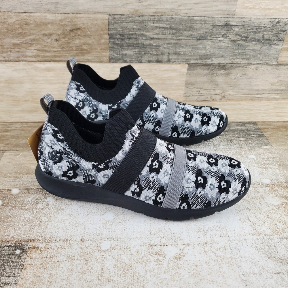 Spenco Karma Womens Shoes Sz 9 B Running‎ Black Stretch Floral Slip On Sneakers